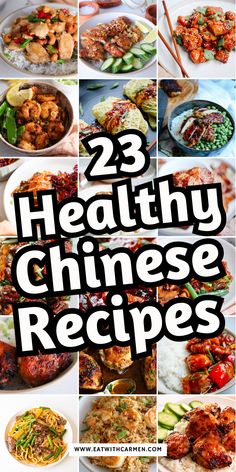 23 healthy chinese recipes with the title overlay