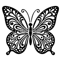 a black and white butterfly with intricate patterns on it's wings, flying in the air