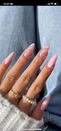 Ongles Rose Pastel, Classy Simple Nails, Almond Nails Pink, Barbie Pink Nails, Pastel Pink Nails, Pale Pink Nails, Pink Nail Art Designs, Sheer Nails