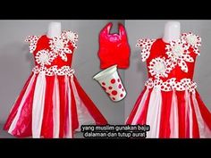 the dress is red and white with polka dots