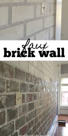 the brick wall is painted white and has black lettering that says brix brick wall