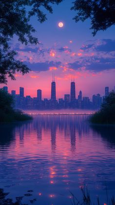 "Impressionist Chicago Skyline at Dawn: Serene Lake Michigan View" Happy Charms, Chill Wallpaper, Skyline At Night, Primitive Art, Background Photos, Chicago City, Chicago Skyline, The Windy City, Art Easy