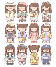 Buku Diy, Cute Small Drawings, Korean Stickers, Paper Doll Template, Cute Doodles Drawings, Cute Kawaii Drawings