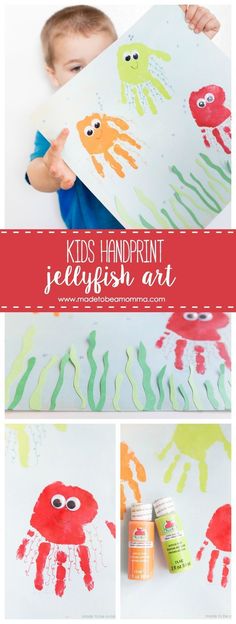 kids's handprint jellyfish art project