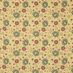 an old wallpaper with flowers and leaves in yellow, green, red and blue colors