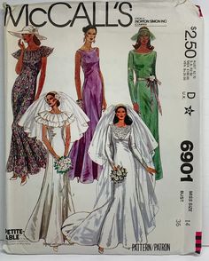 Vintage 70s Bridal Dress Wedding Gown and Bridesmaids Dress - Etsy Wedding Gown Patterns, Bridal Sewing Patterns, Mccalls Dress, Wedding Dress Sewing Patterns, Mccalls Patterns Dress, Simple Bridesmaid Dresses, Wedding Dress Patterns, Gown Pattern, Motif Vintage