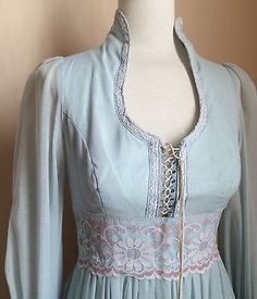 Gunne Sax By Jessica Mcclintock Vintage 1970S Baby Blue Prairie Dress Sz S 7710 1970s Dresses, Muslim Dress, Fantasy Costumes, 70s Dress