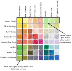 a color chart with different colors in it