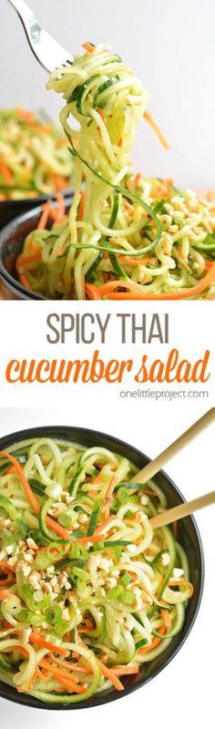 this spicy thai cucumber salad is loaded with shredded carrots and green onions