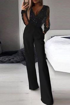 Black Jumpsuit Outfit, Costum Elegant, Black Strapless Jumpsuit, Mesh Jumpsuit, Fest Outfits, Evening Jumpsuit, Exude Confidence, Jumpsuit Elegant