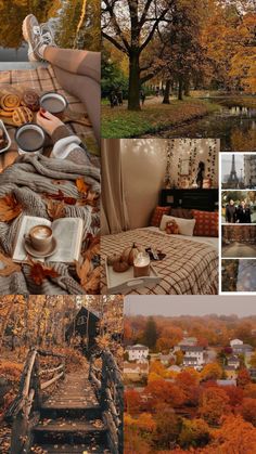 the collage shows many different scenes in autumn