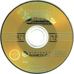 the legend of zelda nintendo gamecub cd disc cover is shown in gold