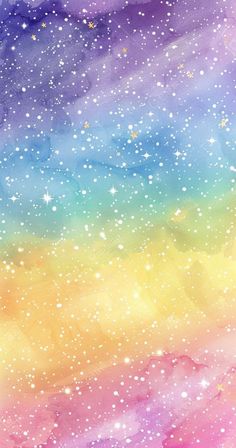 an abstract watercolor painting with stars in the sky