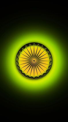 a green and black background with a circular design