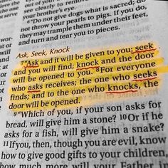 an open bible with the word ask and it will be given to you seek