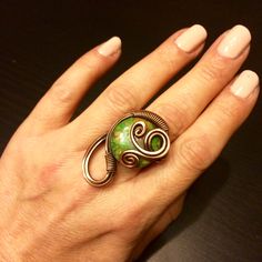 This green jasper ring it bring you good luck and I hope you enjoy it for years to come. You will feel beautiful, amazing and perfect. Because these are the most often used adjectives from thousands of happy customers. This wire wrapped ring,is basically adjustable and will fit just about any size. My copper ring is sized to fit most fingers but custom redesign sizing can be done to ensure a comfortable fit for larger or for petite wrist. Adjustable fit by bending the ring. But if your finger is Unique Green Copper Ring, Unique Green Copper Rings, Unique Green Wire Wrapped Rings, Green Copper Rings As Gifts, Copper Wire Jewelry, Ring Wire, Jasper Ring, Wire Wrapped Ring, Green Jasper