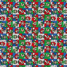 an image of mario's face on a checkered pattern in red, green and blue