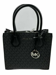 Michael Kors Mercer Leather Signature Black Messenger Bag Black - 35S1GM9M2B.