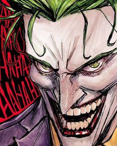 a drawing of the joker with green hair