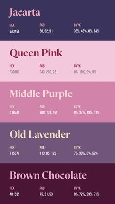 Colors:
3A345B
F3C8DD
D183A9
71557A
4B1535 Inspiration Typographie, Color Schemes Colour Palettes, Palette Art