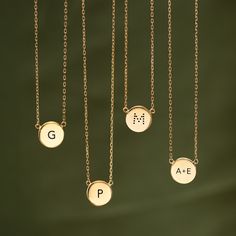 The perfect personalized gift for anyone - engrave your own initial, or gift a loved one's initial. It's perfect as a birthday, friendship, mother's day and bridesmaids gift. This pendant necklace features a small classic round disc on a delicate, diamond-cut cable chain from our signature O Collection. Disc diameter 0.4in (1cm) Adjustable chain: 15-17in (38-43cm) Laser Engraving Letter Height: 3mm Gold Vermeil Spring clasp closure Hypoallergenic, lead and nickel free #256G Yellow Gold Initial Necklace With Cable Chain As Gift, Initial Pendant Charm Necklace With Cable Chain For Gifts, Gift Initial Pendant Charm Necklace With Cable Chain, Minimalist Name Necklace With Cable Chain As Gift, Minimalist Name Necklace With Cable Chain For Gift, Classic Round Initial Necklace For Personalized Gift, Classic Round Pendant Initial Necklace For Anniversary, Classic Everyday Customizable Necklaces, Classic Everyday Customizable Necklace