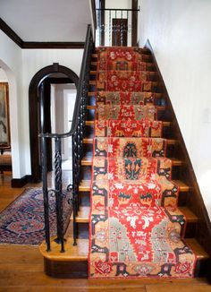 1920 Home, Stairs Runner, 1920s House, Staircase Remodel, Stair Case, Carpet Installation, Stair Runner Carpet, Carpet Stairs