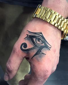 a hand with an eye tattoo on it