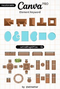 an info sheet for the canva element keyword, which includes several different types of furniture