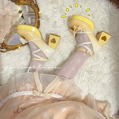 LBSFY - Heart-shaped High Heel Kawaii Lolita Gradient Color Pu Leather Lolita Sweet Girls Shoes Round Head Harajuku Tea Party Shoes Tea Party Shoes, Lolita Outfit, Plaid Shoes, Summer High Heels, Lolita Outfits, Thick Heel, Hollow Design, Sweet Lolita, Pig Skin