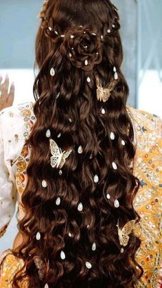 Beauty and Makeup: #beauty, #makeup, #skincare, #haircare Hair Styles For Long Hair Quince, Long Wavy Bridal Hairstyles, Quince Hairstyles With Crown And Butterflies, Quinceanera Hairstyles With Butterflies, Quince Hairstyles With Butterflies, Quinceanera Hairstyles Long Hair, 15 Hairstyles With Crown, Cute Quince Hairstyles, Hair Styles With Accessories