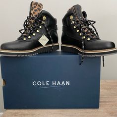 Nib New In Box Cole Haan Black Leather Boots, Size Says 8, But Extremely Small, Fits A Size 7 , Never Wore, Pet Free Smoke Free Home, All Reasonable Offers Are Welcome Cole Haan Women, Cole Haan Shoes, Black Leather Boots, Cole Haan, Work Outfit, Leather Boots, Bootie Boots, Ankle Boots, Black Leather