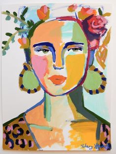 a painting of a woman with flowers in her hair