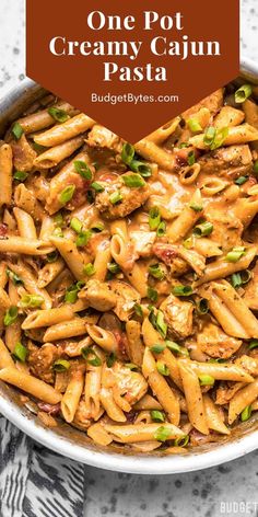 one pot creamy cajun pasta in a skillet