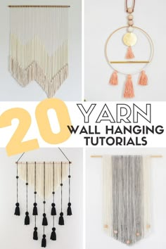 the top 20 yarn wall hangings with text overlay that says yarn wall hangings