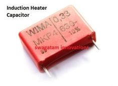 the capacitor is red and has an inscription that reads,'induction heater imp