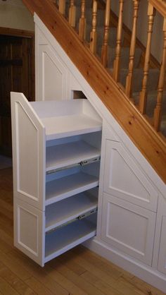 an under the stairs storage unit in a house