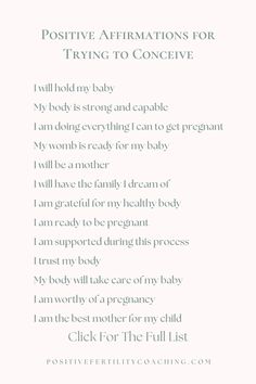 the poem for positive affirmations for trying to conceive is shown