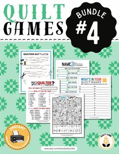 the quilt games bundle 4 with instructions and printables for each game, including an image