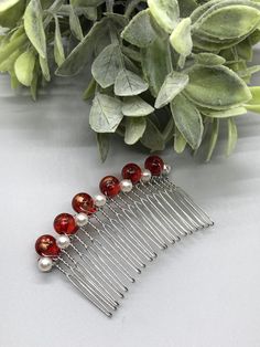 Clear Red White Beaded Hair Comb on 3.5' Silver Tone Metal Hair Comb Handmade By Hairdazzel Retro Bridal Party Prom Birthday 1 pc The Hairdazzzel Accessory brings out the beauty and style within. Handcrafted from high-quality beads crystal ,Rhinestone every piece from the hairdazzzel hair Jewelry collection is designed to emphasize and accentuate your individual personality. More than something you’ll wear once and forget, your unique hair Jewelry hair accessories will become part of your signat Beaded Hair Combs, Retro Bridal, Headband Accessories, Prom Birthday, Children Hair, Side Comb, Beaded Hair, Hair Accessories Collection, Unique Hair