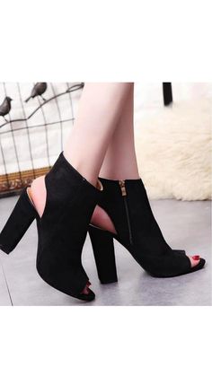 Ladies Ankle Boots Shoes for Women, Ladies Ankle Boots Slingback Block High Heel Women Peep Toe Zip Faux Suede Shoes