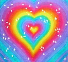 a painting of a rainbow heart with stars on it