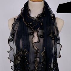 Beautiful Peacock Wrap Around Scarf In Black Wrap Around Scarf, Beautiful Peacock, Balenciaga City Bag, Wrap Around, Scarf Wrap, Black Color, Scarf Accessory, Shawl, Women Accessories