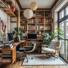 #homedecor, #interiordesign, #homedesign, #decor inspiration Midcentury Home Office, Mcm Office Ideas, Home Office Den Combo, Midcentury Office, Midcentury Modern Office, Mcm Office, All About Books, Library Space, Office Vibes