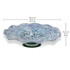 an image of a glass bowl with measurements