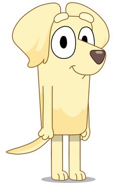 a cartoon dog with big eyes looking at the camera while standing in front of white background