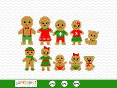 gingerbread family cut file for silhouette or cricut - svg, dxf and png