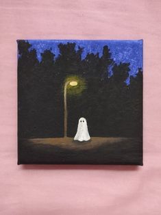 a painting of a ghost sitting under a street light