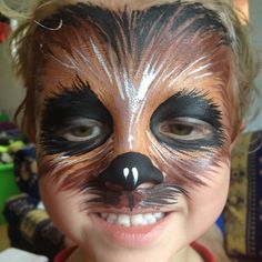 Star Wars Face Painting, Star Wars Makeup Ideas, New Years Eve Makeup Ideas, Chewbacca Art, Chewbacca Wallpaper, Face Painting Halloween Kids, Chewbacca Dog, Face Painting Images, Chewbacca Costume