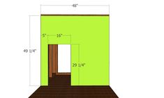 a drawing of a room with stairs and green walls