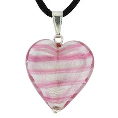 100% Authentic Murano Glass CONTACT ADD US FEEDBACK ABOUT US OUR STORE Best Seller Great Service Fast Shipping 24h  100% Satisfaction Guarantee Murano Glass Heart Pendant - Striped Silver Pink   US $99.95  US $49.95   BUY › Watch Item ‹ › Ask a Question ‹   AUTHENTIC MURANO: Genuine Italian Murano Glass hand-made in Venice, Italy. UNIQUE: Each piece is crafted entirely by hand using ancient glass-making techniques. No two pieces are exactly the same. MEASUREMENTS: 1 inch in width and 1 inch in height. ITALIAN CRAFTSMANSHIP: Made in one of the oldest workshops on Murano Island in Venice, Italy by masters whose lineage in glass craftsmanship goes centuries back. Certificate of Authenticity included. BEAUTIFUL PRESENTATION: This Murano Glass accessory and every item in our Murano Glass Jewelr Buy Watch, Murano Glass Jewelry, Venetian Glass, Glass Heart, Silver Foil, Venice Italy, Glass Crafts, Pink Stripes, Silver Leaf